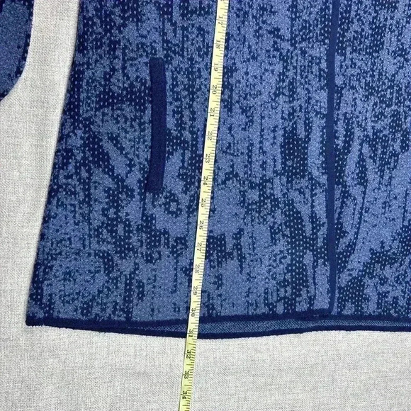 Pure J. Jill Cardigan Blue Intarsia Jacquard Knit Snap Button Long - Picture 4 of 9